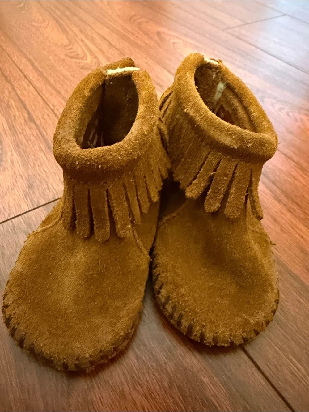 Minnetonka Kids Brown Suede Fringe Moccasin Boots